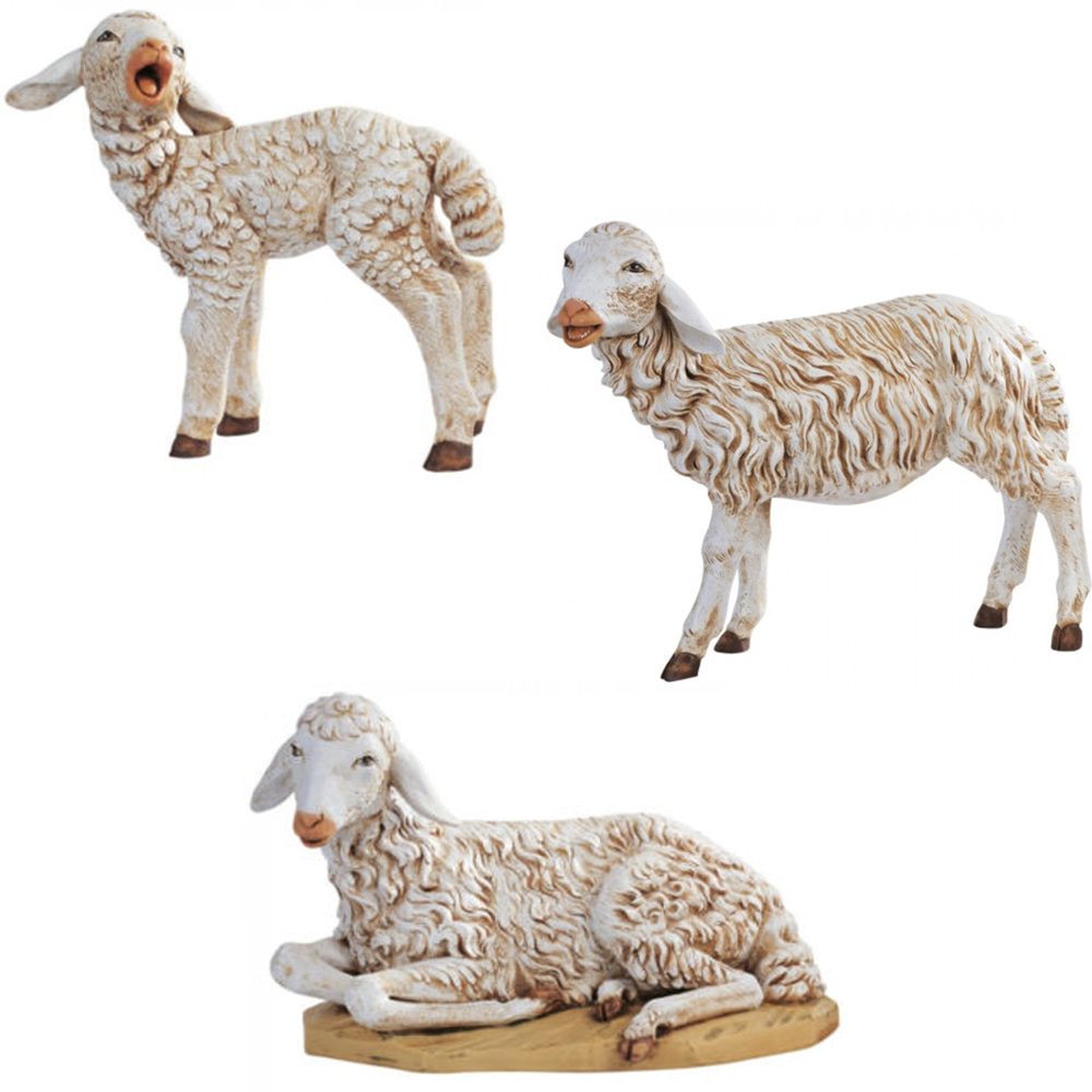 pecore art na 21 copia Pecore per Natività cm 125, set costituito da tre pecore in resina dipinte a mano