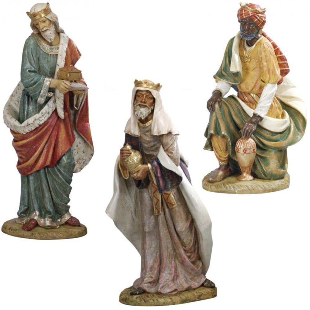 re magi 2-171 Re magi per Natività Fontanini statue in resina dipinta a mano ad effetto legno