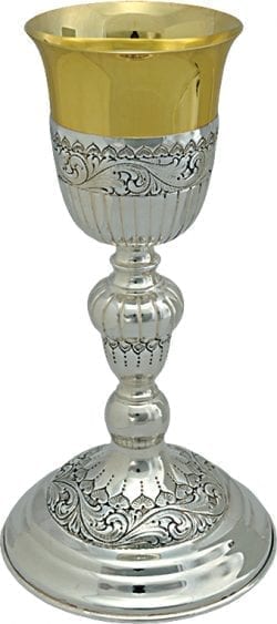 Calice "Aggeo" Maranatha Lab settecentesco in argento bicolore interamente cesellato a mano