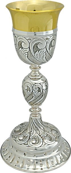Calice "Amen" Maranatha Lab settecentesco in argento cesellato a mano, fedelmente riprodotto nei ceselli e nelle forme