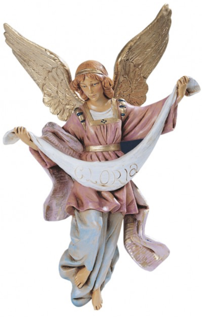 angelo-gloria-art-na-94 Angelo "Gloria" cm 30 statua per Natività in resina dipinta a mano ad effetto legno