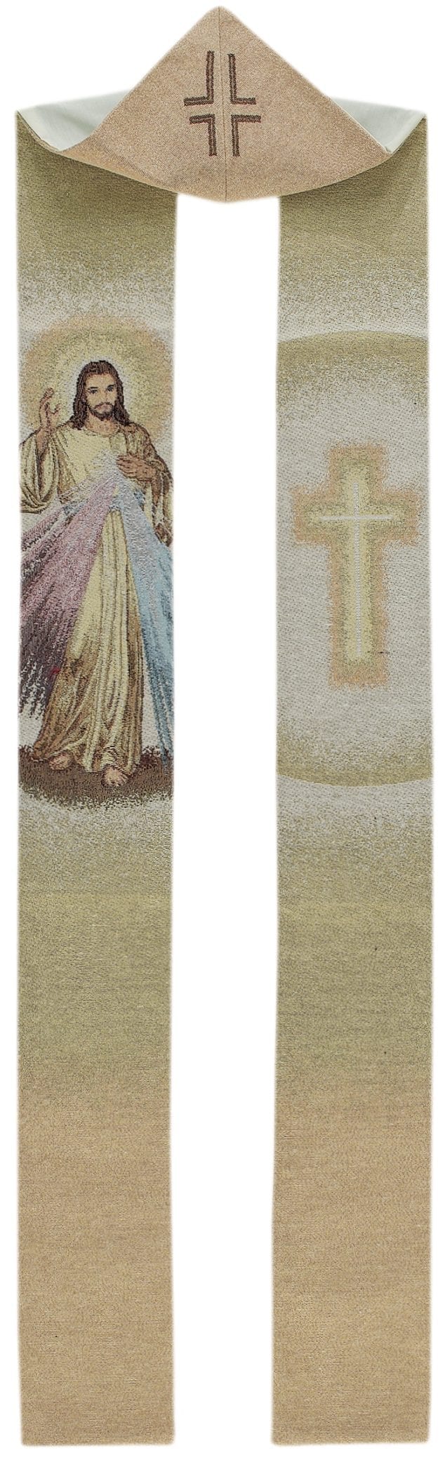 stola-ricamata-a-telaio-art-4781 Stola “Gesù Misericordioso” interamente tessuta e ricamata al telaio decorata con effigie di Gesù Misericordioso