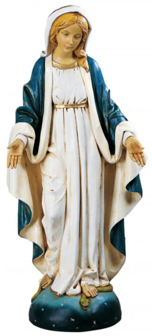 immacolata-art-5249 Madonna Immacolata Fontanini statua in resina dipinta con colori ad olio ad effetto legno disponibile in varie altezze