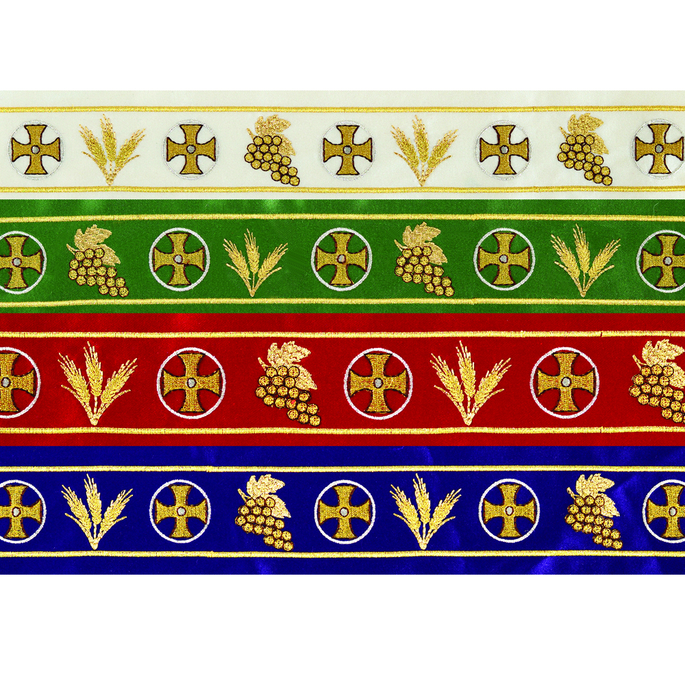 galloncino art 4969 Gallone “Liturgia” Maranatha Lab con ricamo in oro di spighe di grano e grappoli di uva