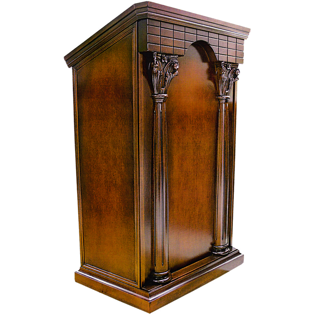 Ambone in legno art 2322 Ambone classico in legno tinto noce fatto a mano e decorato con paraste classiche