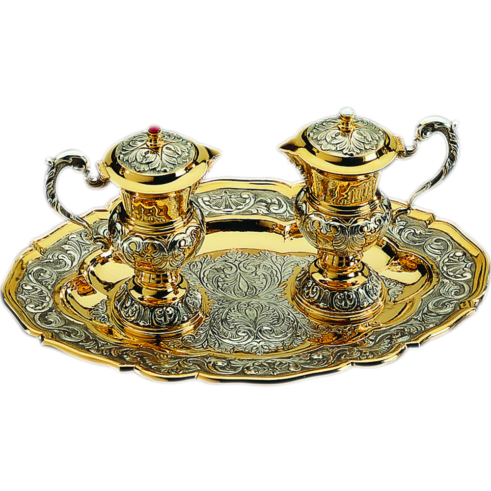 Ampolline art 6156 Ampolline in argento bicolore stile classico finemente cesellato a mano con fregi naturaliformi