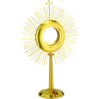 Ostensorio "Tabor-oro" Maranatha Lab stile modenro interamente in ottone dorato satinato e lucido