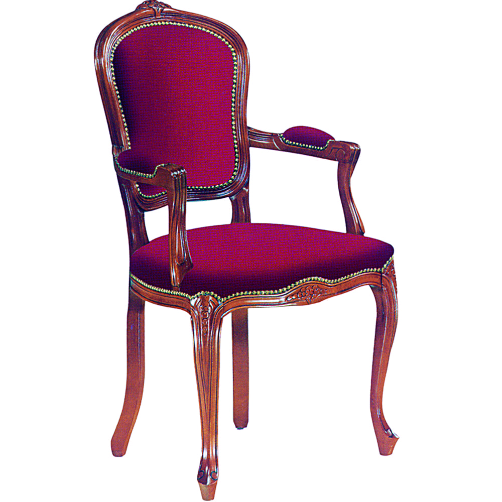 Poltrona in legno art 602 Poltrona barocca in noce intagliato a mano con tappezzeria in un elegante velluto rosso