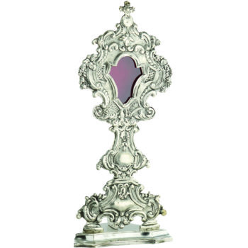 Reliquiario "Betania" Maranatha Lab stile barocco in ottone argentato interamente cesellato