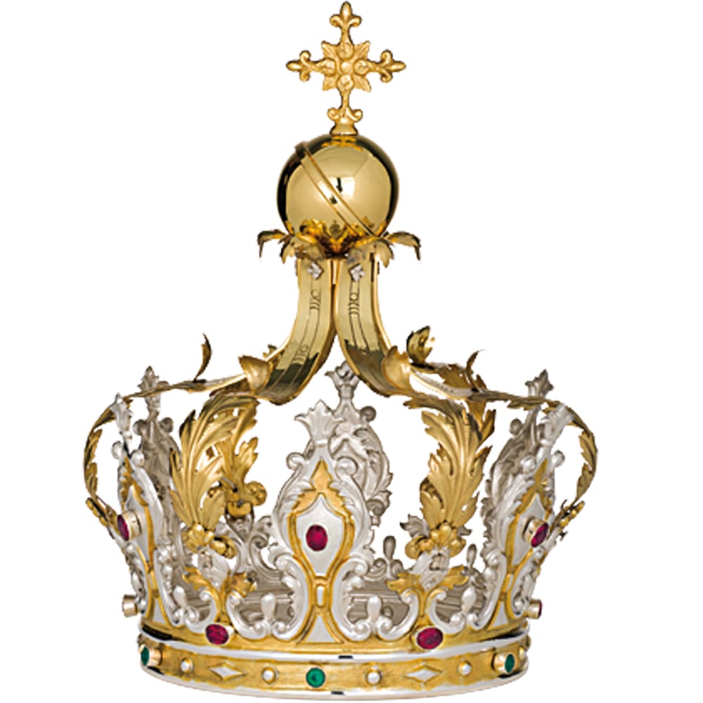 Corona in argento art ST 130 Corona in argento bicolore finemente cesellata a mano ed impreziosita con pietre incastonate