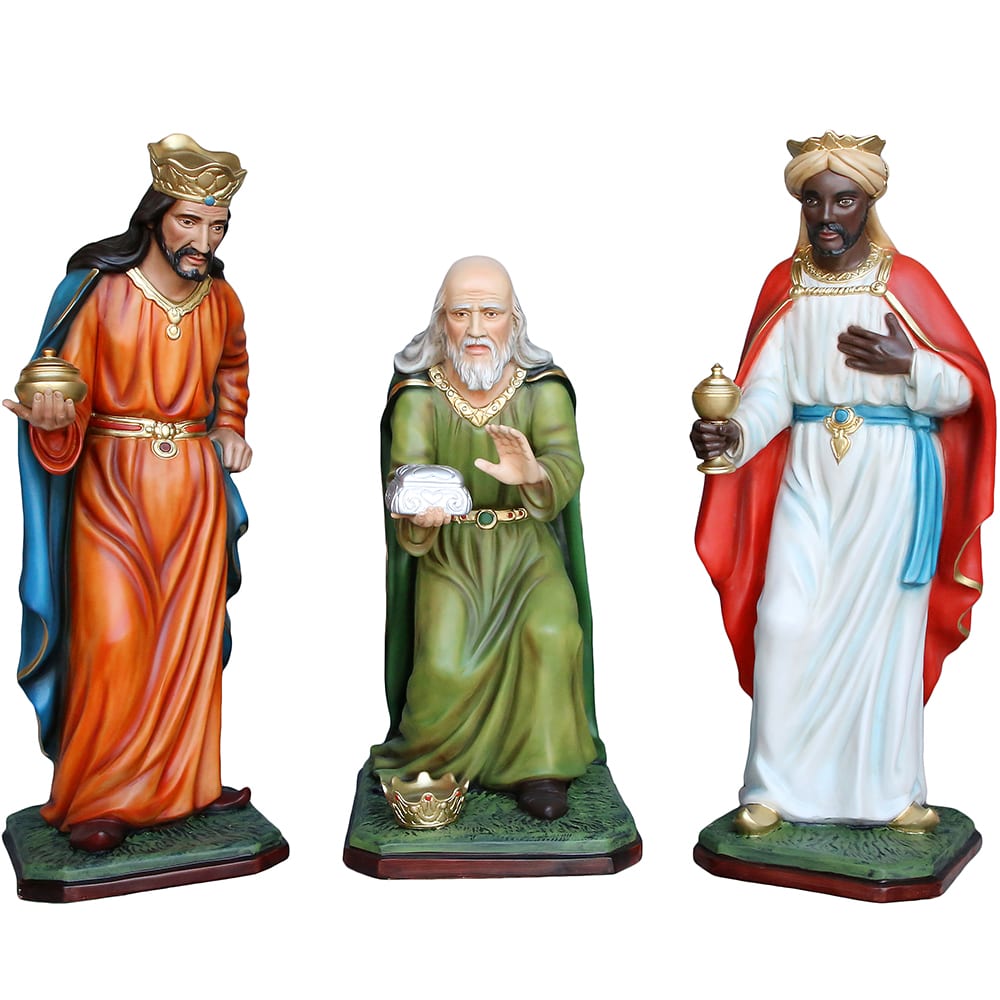 re magi in resina per natività cm 105 Re Magi per Natività, statue di grandi dimensioni in resina dipinte a mano